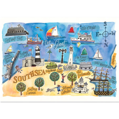 Southsea Map Postcard