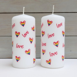 Love Heart Rainbow Mini Pillar Candle 2