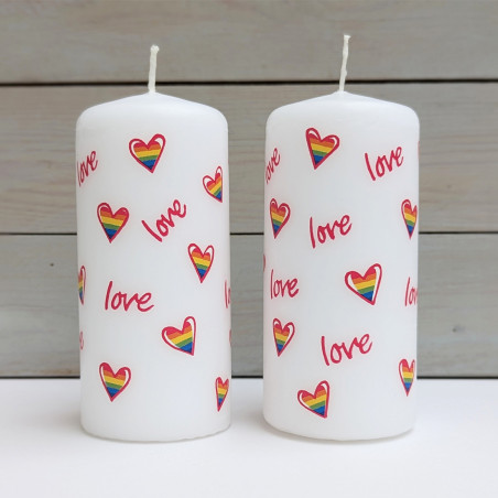 Love Heart Rainbow Mini Pillar Candle