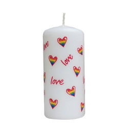 Love Heart Rainbow Mini Pillar Candle