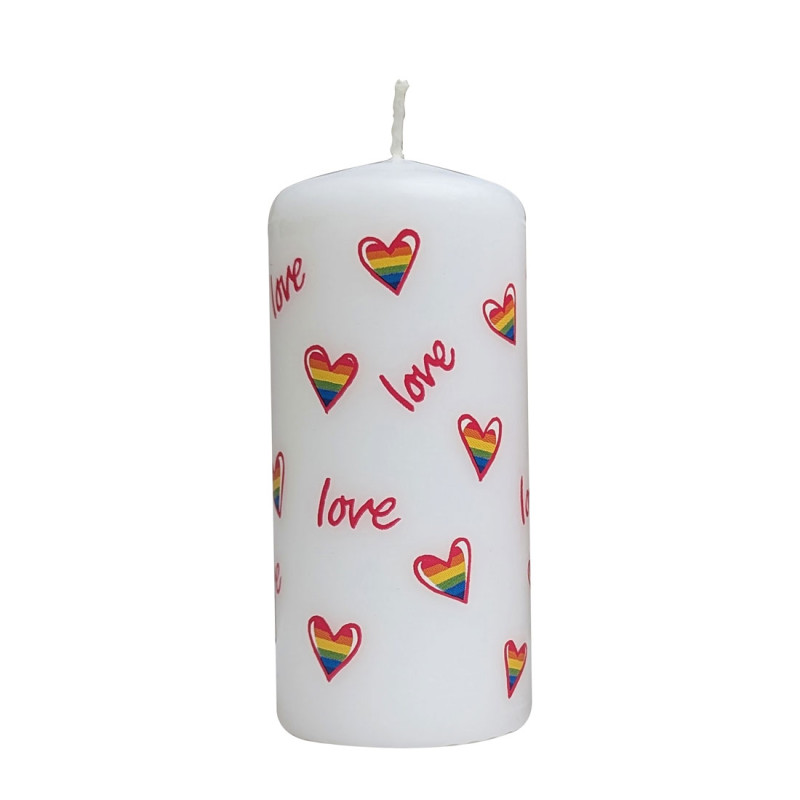 Love Heart Rainbow Mini Pillar Candle