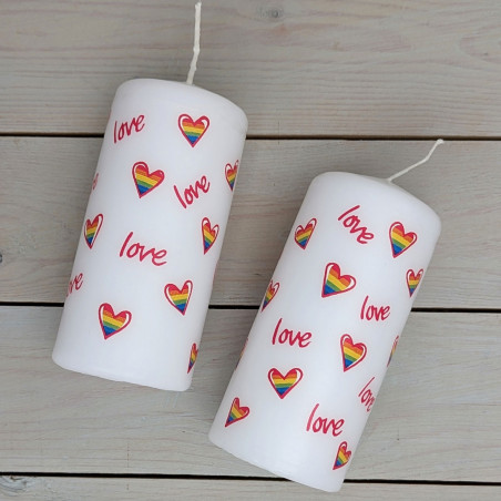 Love Heart Rainbow Mini Pillar Candle