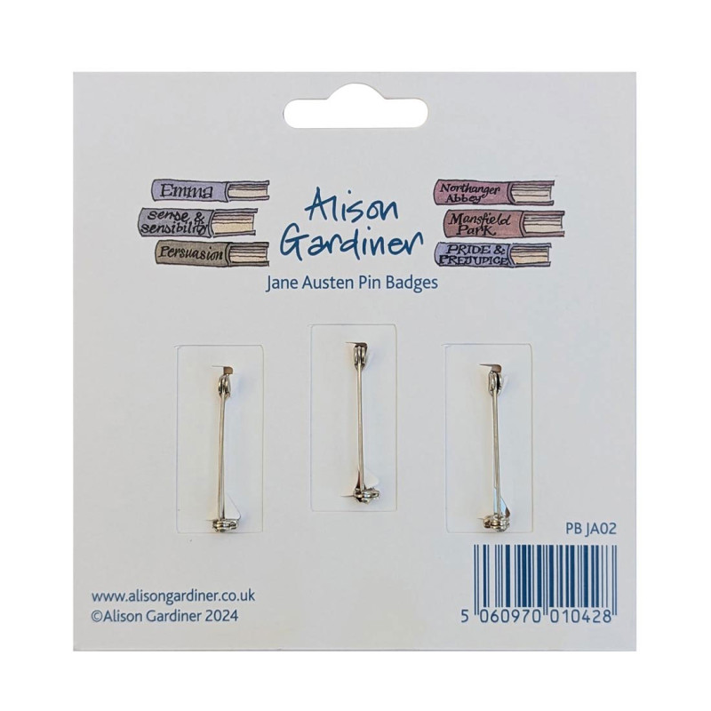 Jane Austen Set of 3 Pin Badges | Alison Gardiner