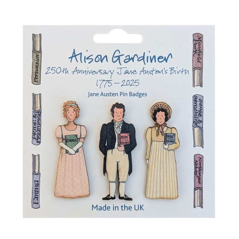 Jane Austen Set of 3 Pin Badges | Alison Gardiner