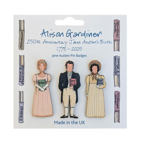 Jane Austen Set of 3 Pin Badges | Alison Gardiner