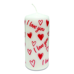 I Love You Red Anniversary Pillar Candle | Alison Gardiner