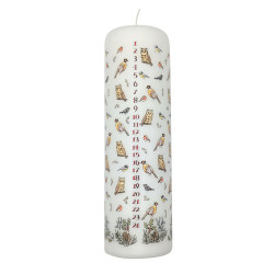 Winter Birds Christmas Large Pillar Advent Candle 2