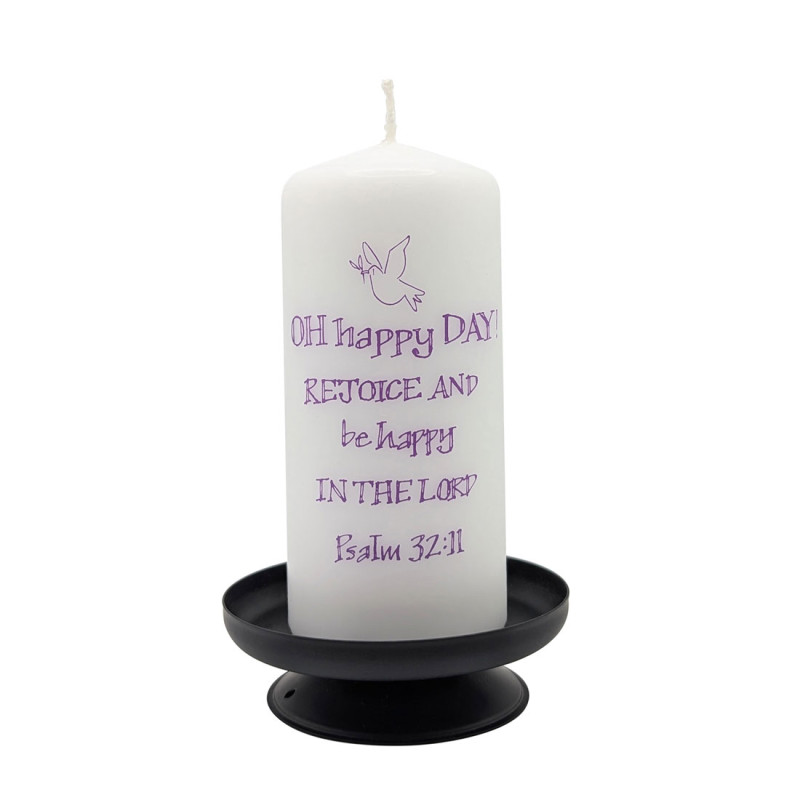 Oh Happy Religious Pillar Candle