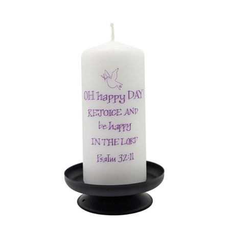 Oh Happy Religious Pillar Candle