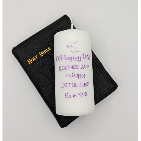 Oh Happy Religious Pillar Candle | Alison Gardiner