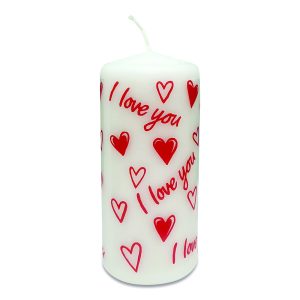 I Love You Red Anniversary Pillar Candle