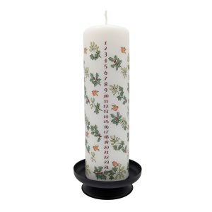 Holly and Ivy Christmas Large Pillar Advent Candle