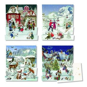 3D Winterscapes Christmas Advent Calendar Cards Pack of 4