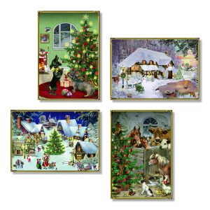 Nostalgic Christmas Advent Calendar Cards Pack of 4