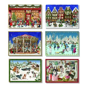 Miniature Victorian Christmas Advent Calendar Cards Pack of 6