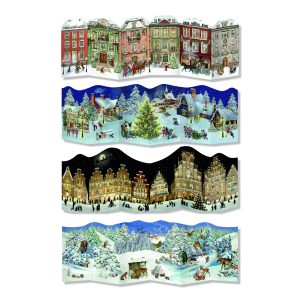 Town And Country Folding Christmas Advent Calendar Cards Pack of 4