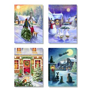 Christmas In The Village Advent Calendar Card Pack of 4